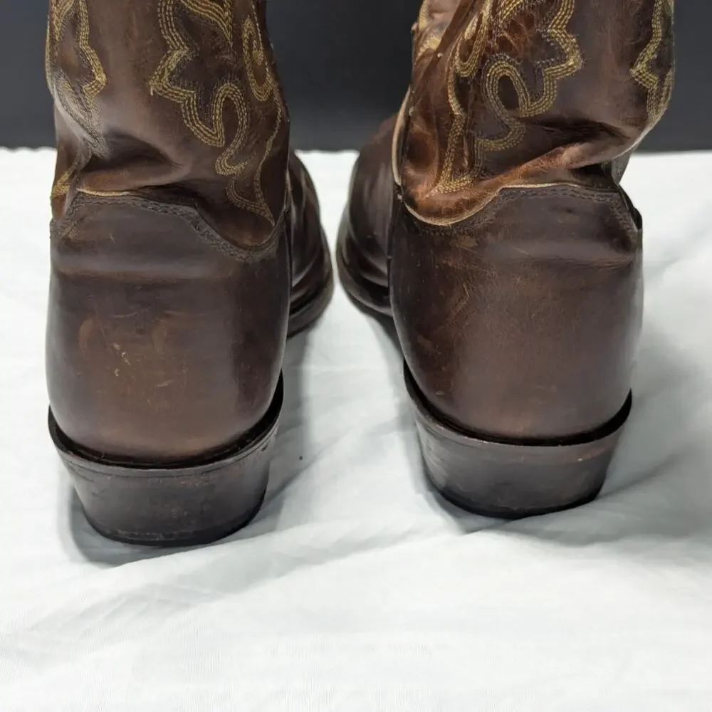 Justin Bay Apache Western Boots 2253 Brown Leather Cowboy Mens 12 Extra Wide